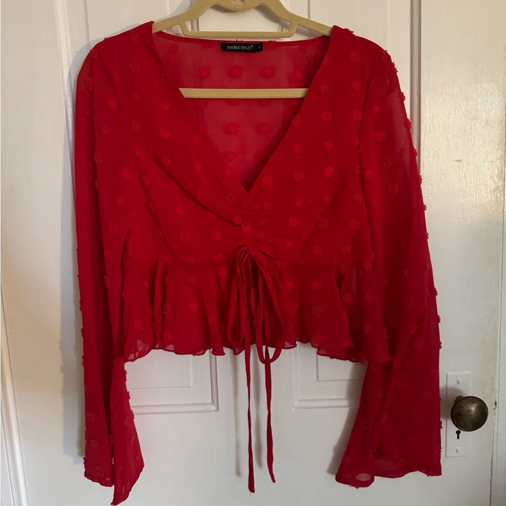 Red polka dot top